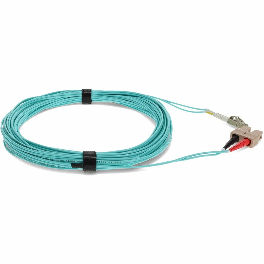 AddOn .3m LC (Male) to SC (Male) Aqua OM4 Duplex Fiber OFNR (Riser-Rated) Patch Cable
