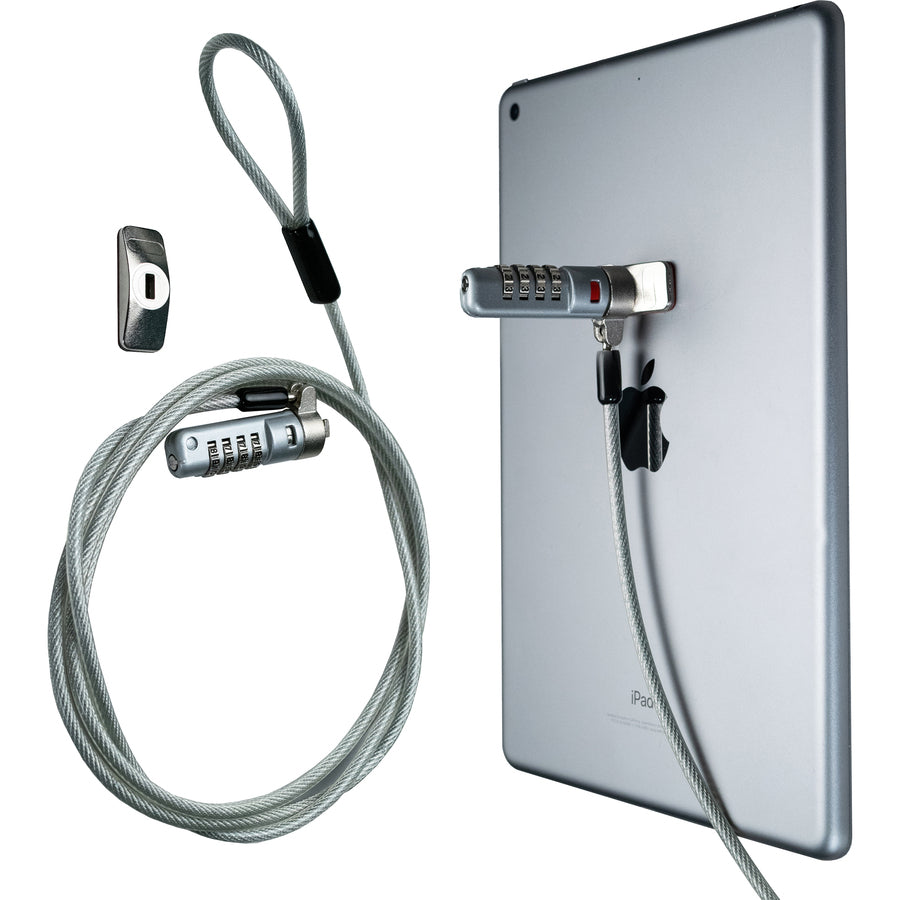 CTA Digital Combination Lock Security Cable and Adhesive Plate - Galvanized Steel, Metal - 5.83 ft - For Notebook, Tablet, Desktop Computer, Smartphone FOR IPAD PRO 12.9
