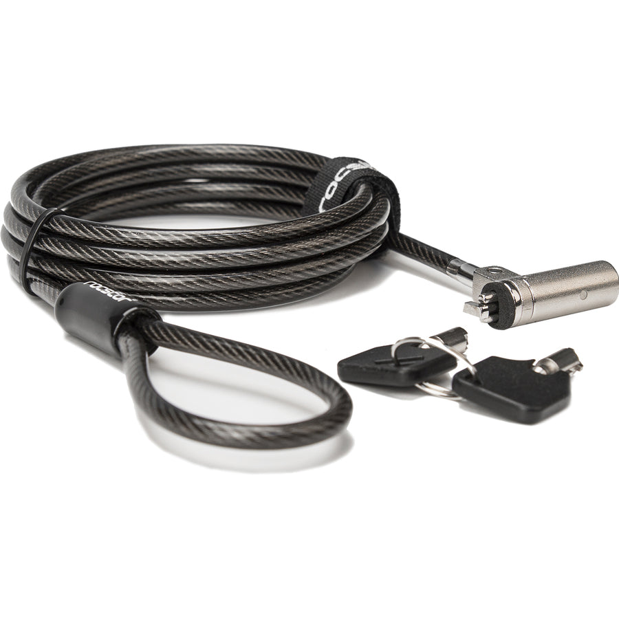 Rocbolt R20 Slim Security Cable with Key Lock and (2) Keys - 10mm Lock Head for Thinnest Laptop, Ultrabook Devices - Galvanized Steel, Nickel, Zinc Alloy - 6 ft - Compatible with K65042L & K64434W - TAA COMPLIANT - FOR THINNEST LAPTOP & ULTRABOOK DEVICES