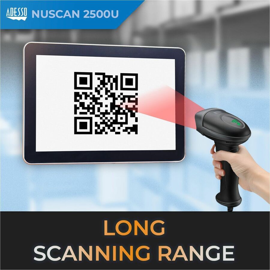 Adesso NuScan 2500TU Spill Resistant Antimicrobial 2D Barcode Scanner