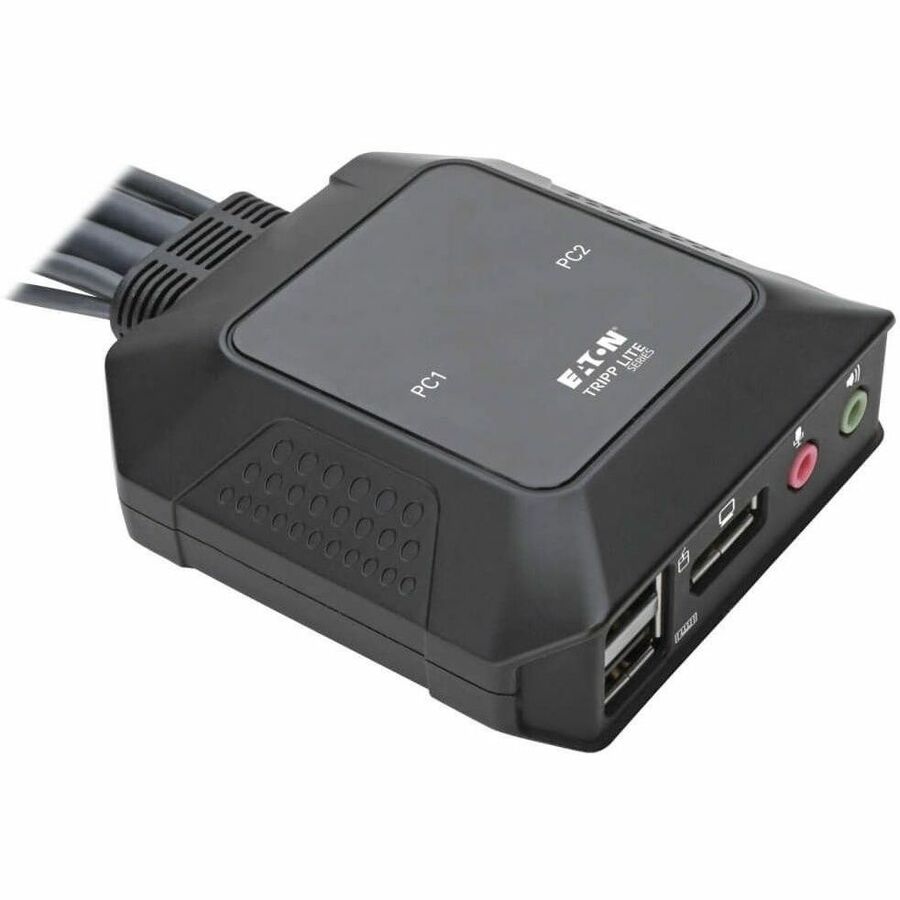 Eaton Tripp Lite Series 2-Port DisplayPort 1.1/USB KVM Switch with Audio/Video, Built-In Cables, USB Peripheral Sharing