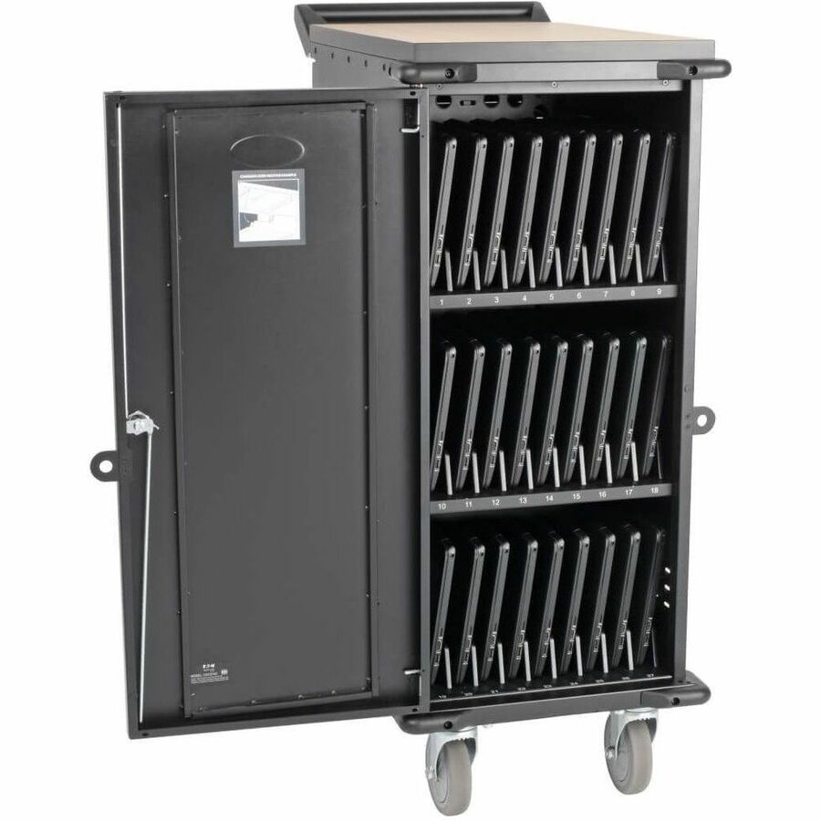 Eaton Tripp Lite Series 27-Device AC Charging Cart for Laptops and Chromebooks - 120V, NEMA 5-15P, 10 ft. (3.05 m) Cord, Black