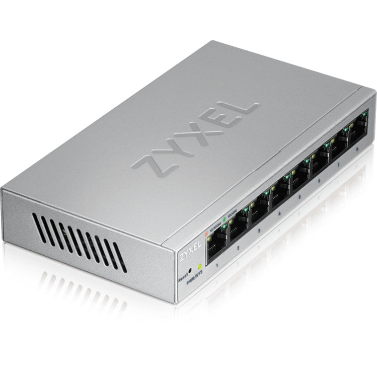 Zyxel 8-Port Gigabit Ethernet Web Managed Switch | VLAN Support | Sturdy Metal Case | Desktop or Wall-Mount | Fanless |Lifetime Warranty | QoS | Ethernet Splitter | GS1200-8