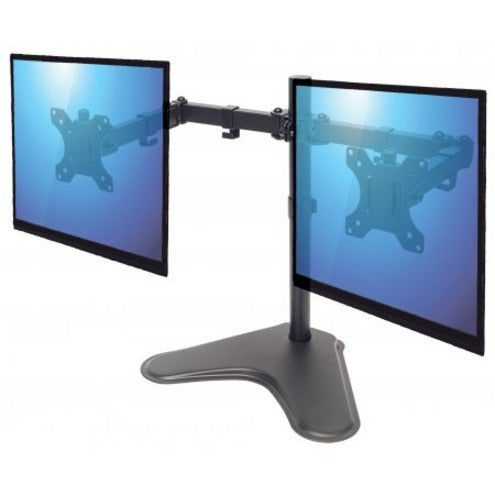 Manhattan TV & Monitor Mount, Desk, Double-Link Arms, 2 screens, Screen Sizes: 10-27" , Black, Stand Assembly, Dual Screen, VESA 75x75 to 100x100mm, Max 8kg (each), Lifetime Warranty