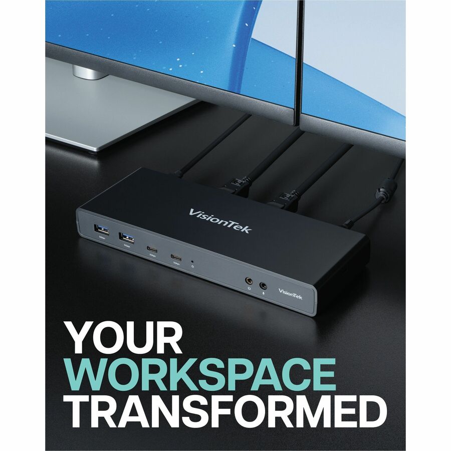 VisionTek VT4500 USB / USB-C Dual Monitor 4K Docking Station with 60W Power Delivery