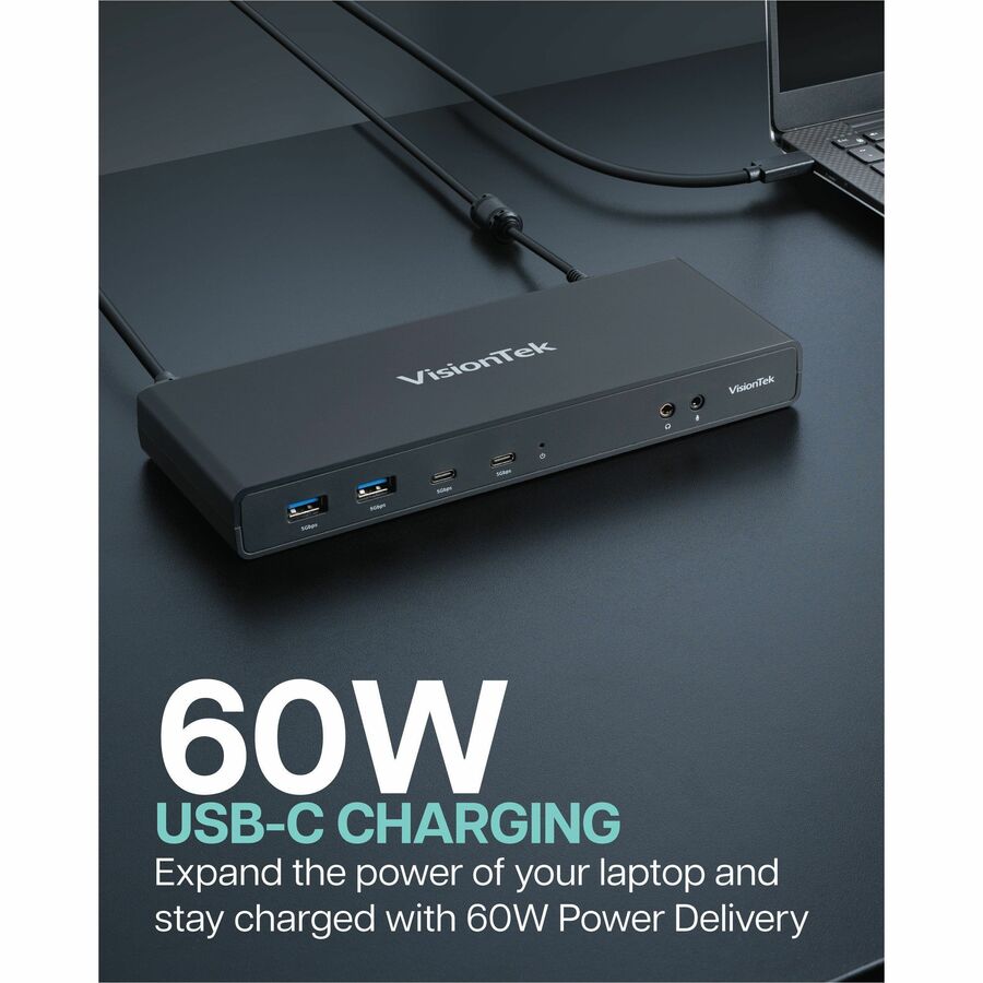 VisionTek VT4500 USB / USB-C Dual Monitor 4K Docking Station with 60W Power Delivery