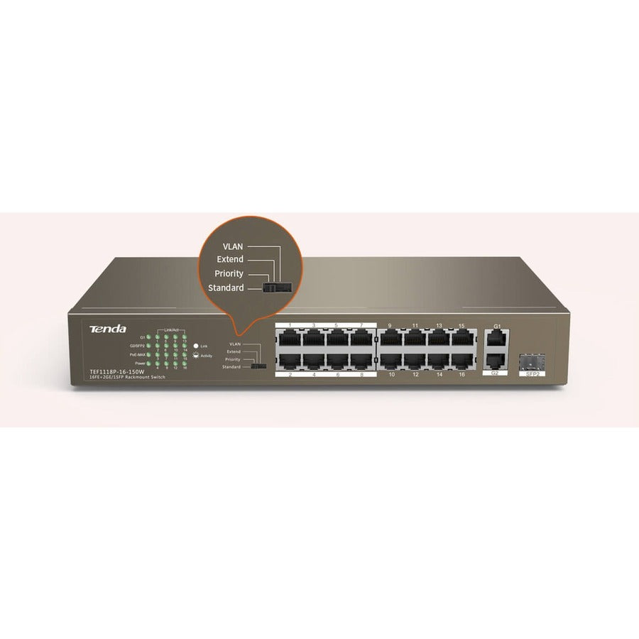 16FE+2GE/1SFP SWITCH 16PORT POE