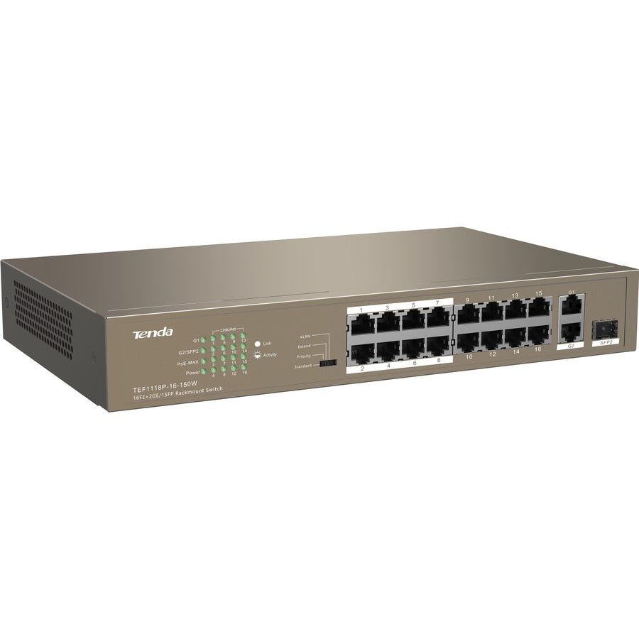 16FE+2GE/1SFP SWITCH 16PORT POE