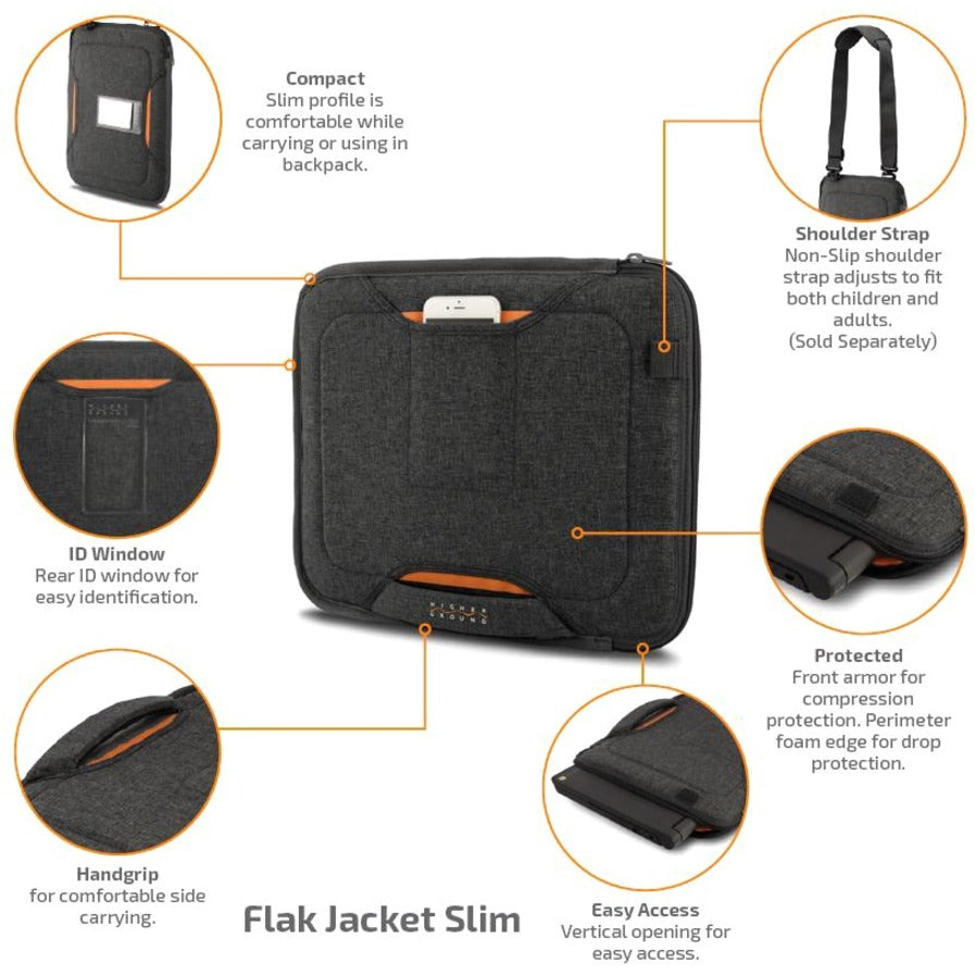 Higher Ground Flak Jacket Carrying Case (Sleeve) for 11" Apple Notebook, Chromebook, MacBook - Gray