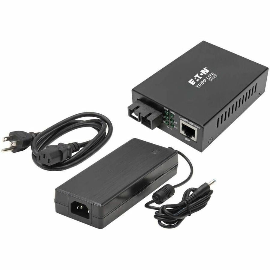 Eaton Tripp Lite Series Gigabit Singlemode Fiber to Ethernet Media Converter, POE+ - 10/100/1000 SC, 1310 nm, 20 km (12.4 mi.)