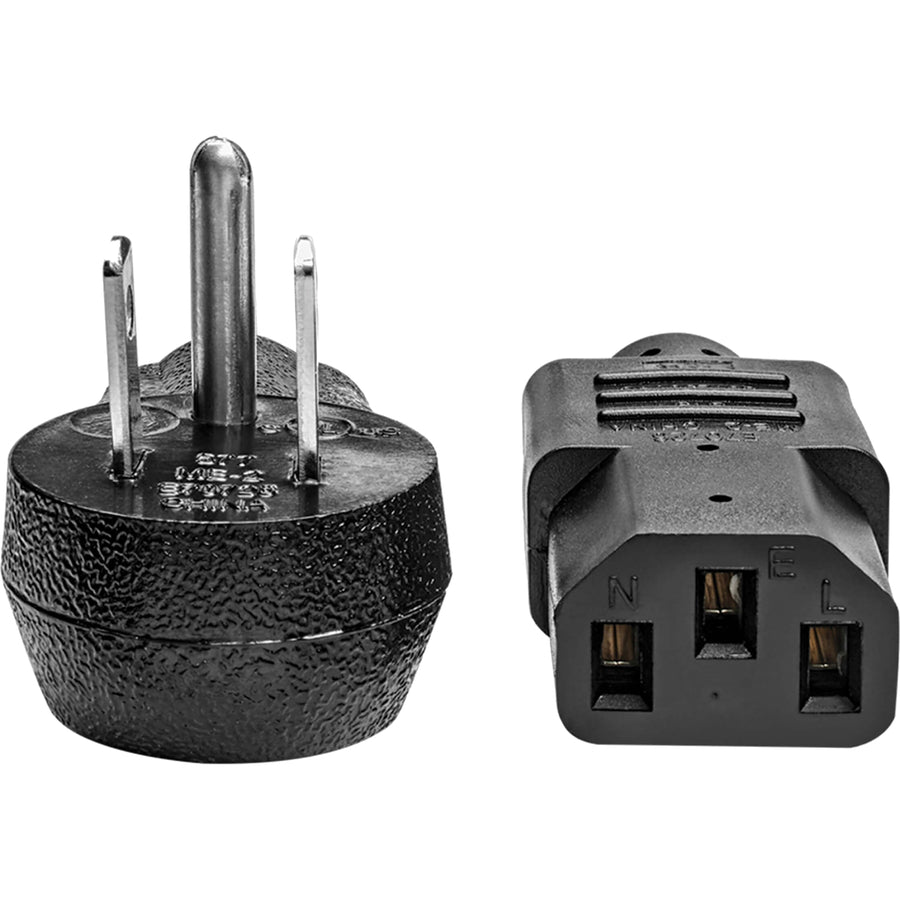 Eaton Tripp Lite Series Desktop Computer AC Power Cord, Right-Angle NEMA 5-15P to C13 - 10A, 125V, 18 AWG, 10 ft. (3.05 m), Black