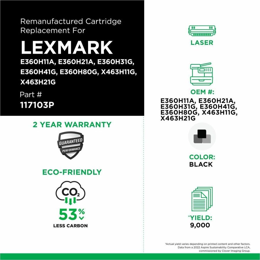 Clover Imaging Remanufactured High Yield Toner Cartridge for Lexmark E360/E460/E462/X463/X464/X466
