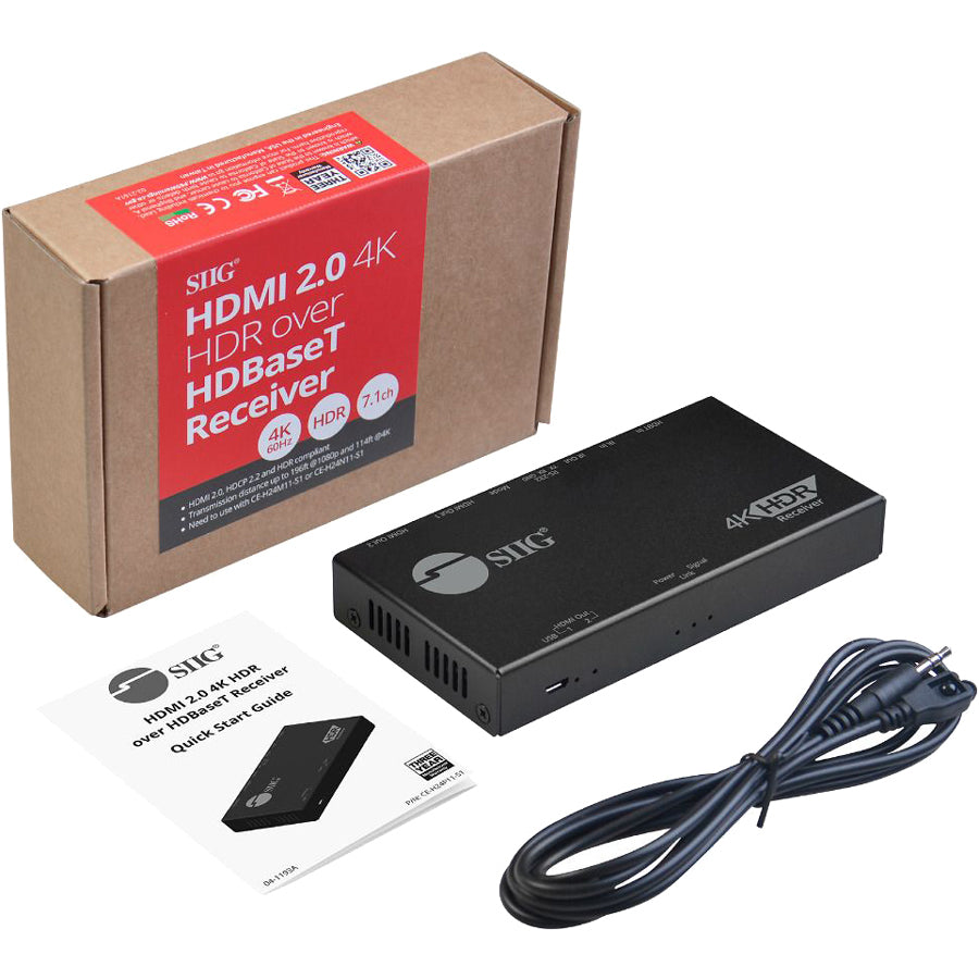 SIIG HDMI 2.0 4K HDR over HDBaseT Receiver 198ft