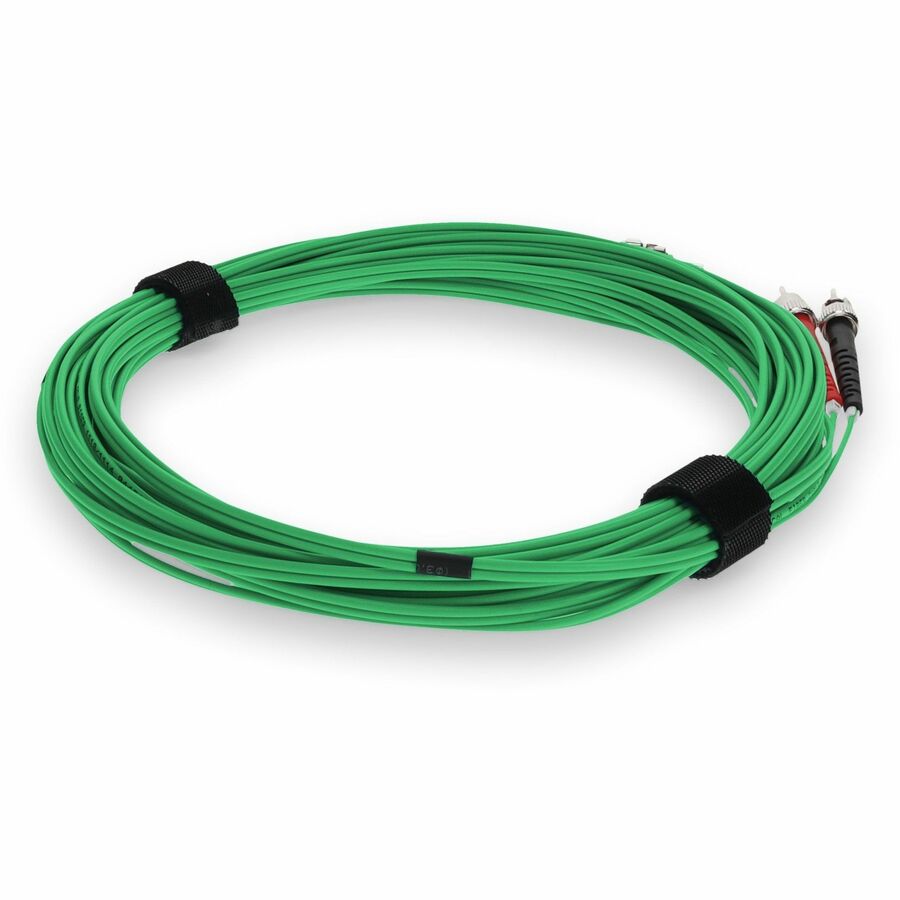 AddOn 3m ST (Male) to ST (Male) Green OM3 Duplex Fiber OFNR (Riser-Rated) Patch Cable