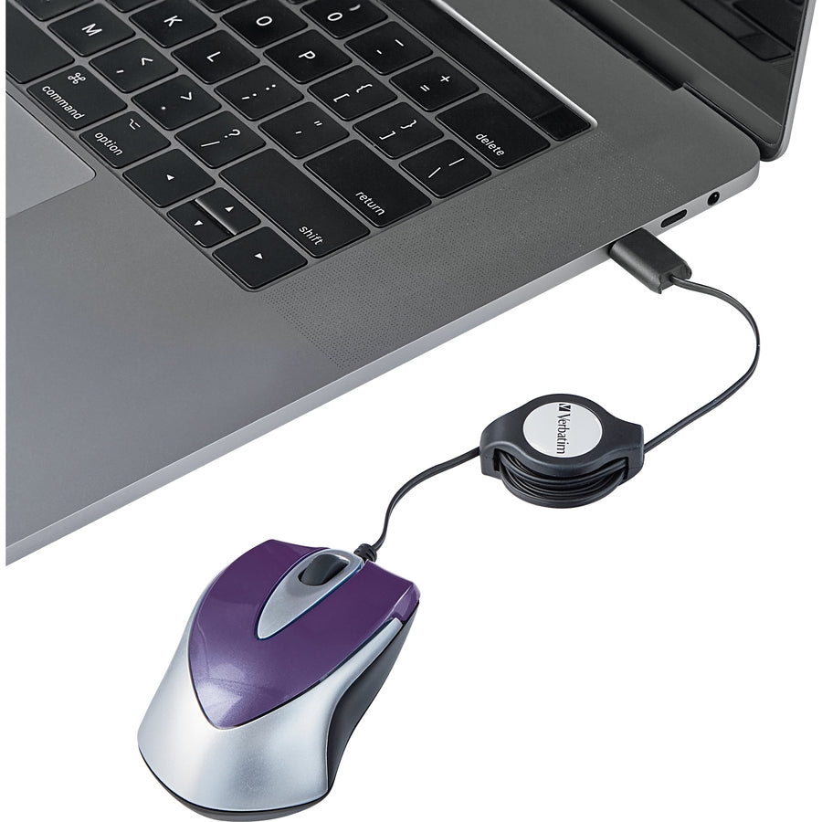 Verbatim USB-C Mini Optical Travel Mouse-Purple