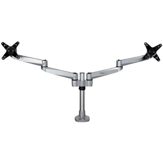 StarTech.com Desk Mount Dual Monitor Arm, Premium Articulating Desktop VESA Mount up to 27" (17.6lb/8kg) Displays, Height Adjustable