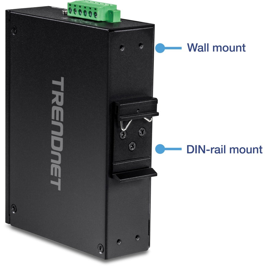 TRENDnet 8-Port Industrial Fast Ethernet PoE+ DIN-Rail Switch;TI-PE80;8 x Fast Ethernet PoE+ Ports;IP30 Network Unmanaged Switch;200W PoE Power Budget; 1.6Gbps Switching Capacity; Lifetime Protection