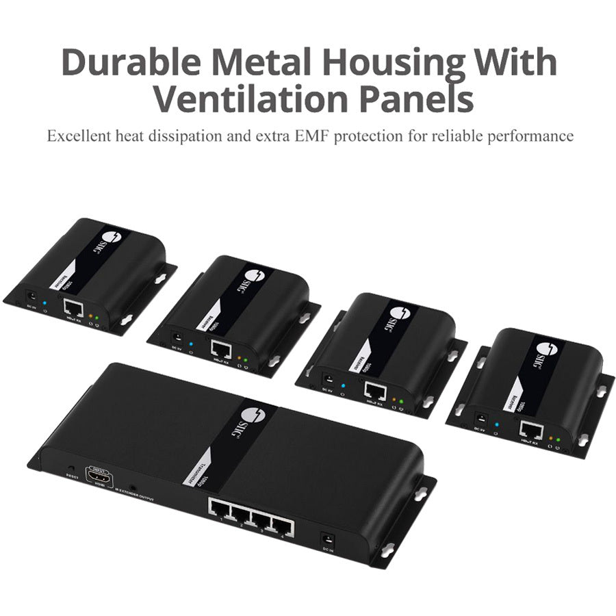 SIIG 1x4 HDMI Splitter HDbitT over IP Extender - 120m Over Cat6