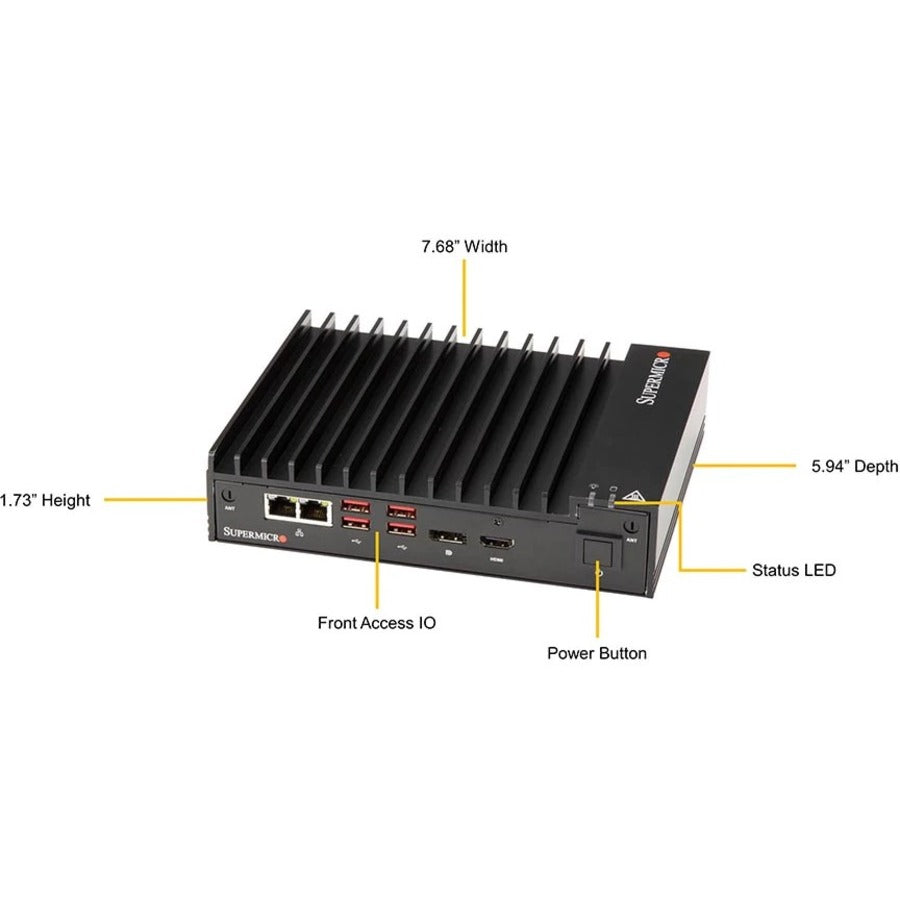Supermicro SuperServer E100-9W-H Box PC Server - 1 Core i7 i7-8665UE - Serial ATA/600 Controller