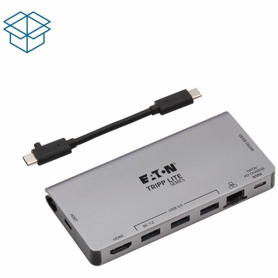 Eaton Tripp Lite Series USB-C Dock - 4K HDMI, USB 3.x (5Gbps), USB-A/C Hub Ports, GbE, Memory Card, 100W PD Charging, Detachable Cord