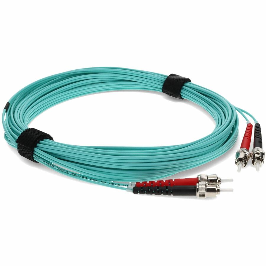 AddOn 0.5m ST (Male) to ST (Male) Aqua OM3 Duplex Fiber OFNR (Riser-Rated) Patch Cable