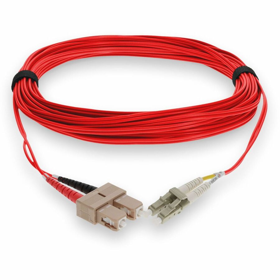 AddOn 4m LC (Male) to SC (Male) Red OM4 Duplex Fiber OFNR (Riser-Rated) Patch Cable