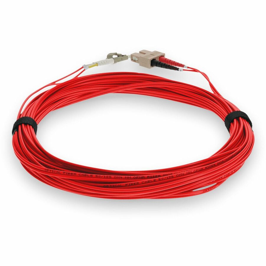 AddOn 4m LC (Male) to SC (Male) Red OM4 Duplex Fiber OFNR (Riser-Rated) Patch Cable