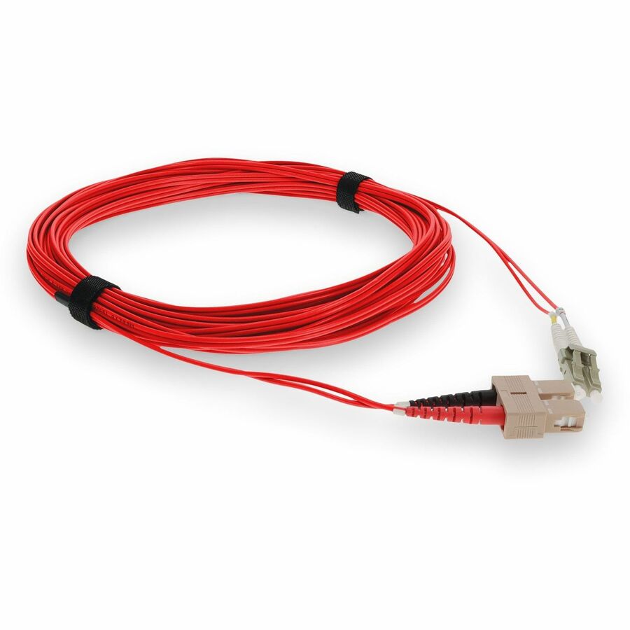 AddOn 4m LC (Male) to SC (Male) Red OM4 Duplex Fiber OFNR (Riser-Rated) Patch Cable