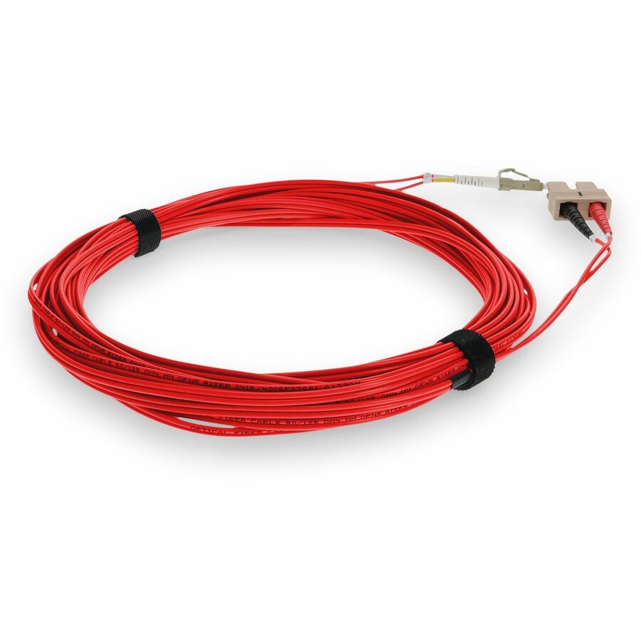 AddOn 4m LC (Male) to SC (Male) Red OM4 Duplex Fiber OFNR (Riser-Rated) Patch Cable