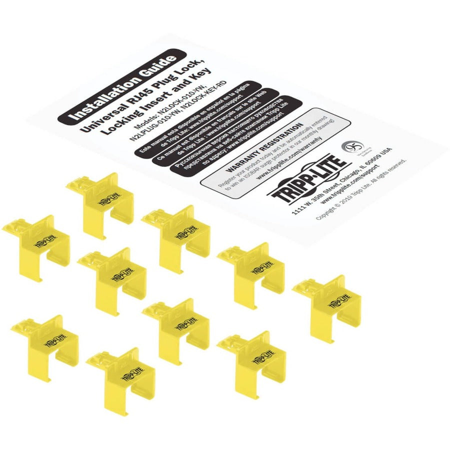 Eaton Tripp Lite Series Universal RJ45 Locking Inserts, Yellow, 10 Pack