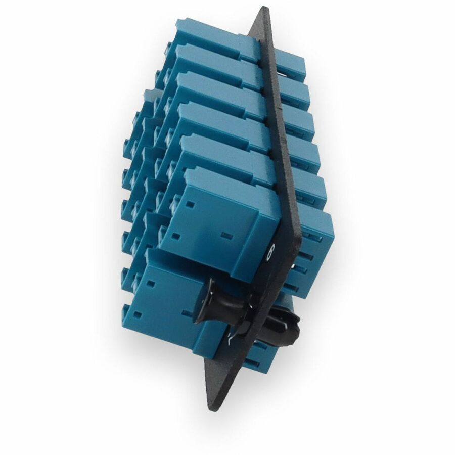 AddOn 4-Bay Panel Plate with 24-fiber 12x LC Duplex OS2 Fiber adapter panel