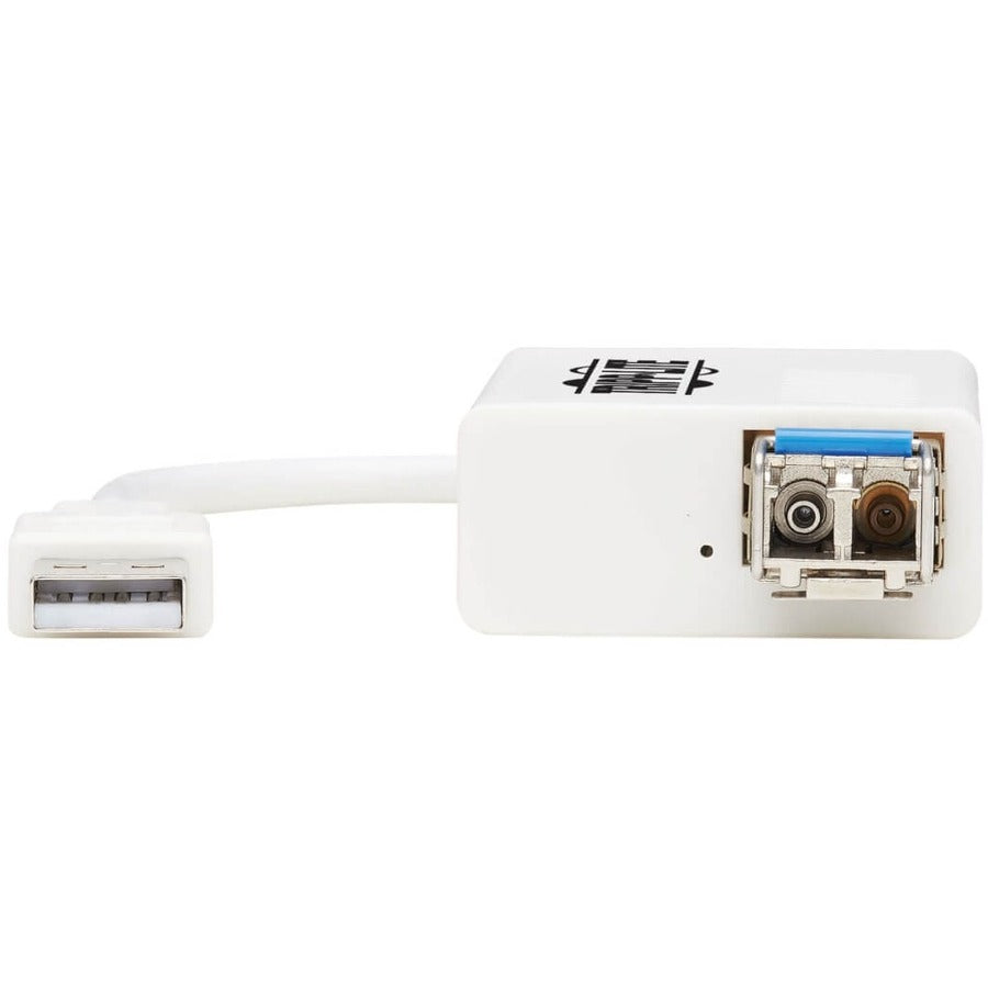 Eaton Tripp Lite Series USB 2.0 Ethernet NIC Adapter - 10/100 Mbps, 100Base-FX, LC, Multimode Fiber, White