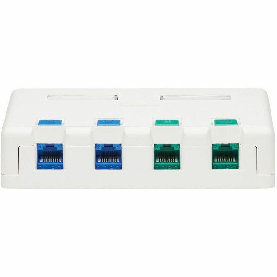 Eaton Tripp Lite Series Surface-Mount Box for Keystone Jacks - 4 Ports, White, TAA