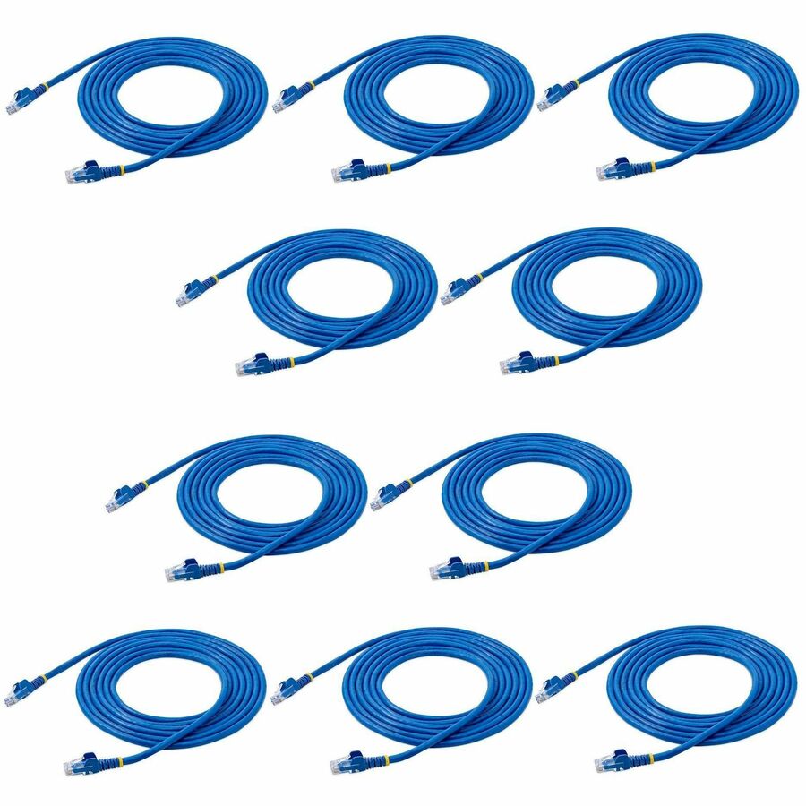 StarTech.com 10 ft. CAT6 Ethernet Cable - 10 Pack - ETL Verified - Blue CAT6 Patch Cord - Snagless RJ45 Connectors - 24 AWG - UTP