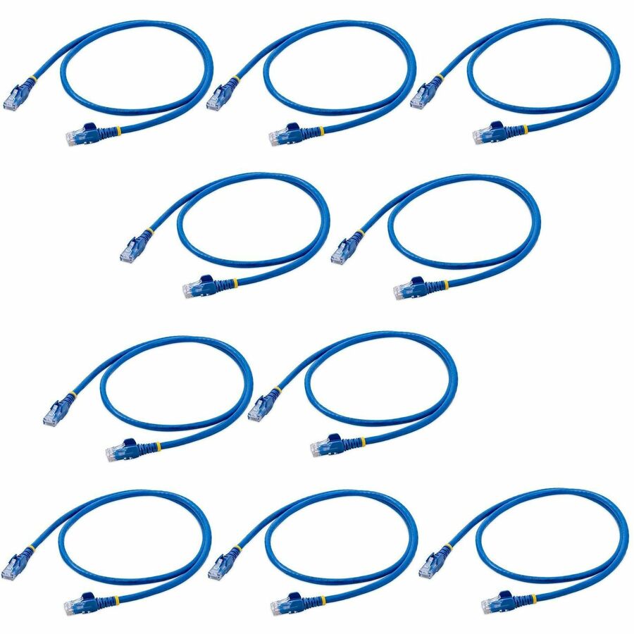 StarTech.com 3 ft. CAT6 Ethernet Cable - 10 Pack - ETL Verified - Blue CAT6 Patch Cord - Snagless RJ45 Connectors - 24 AWG - UTP