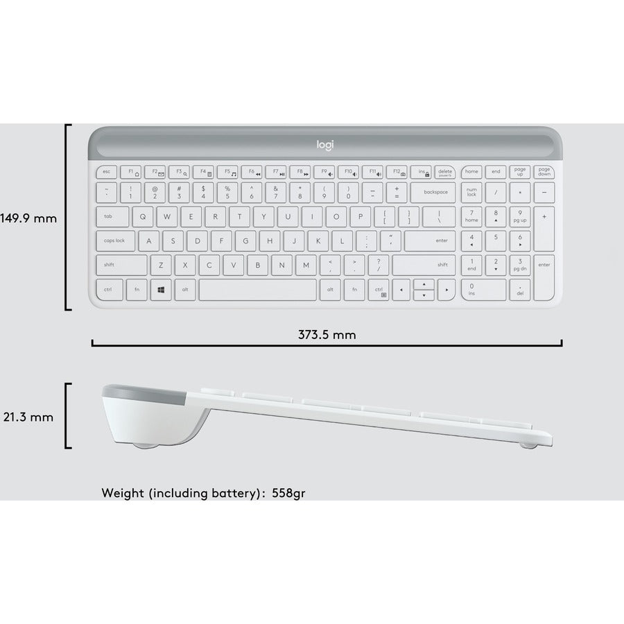 Logitech MK470 Slim Wireless Keyboard and Mouse Combo - Modern Compact Layout, Ultra Quiet - Off White