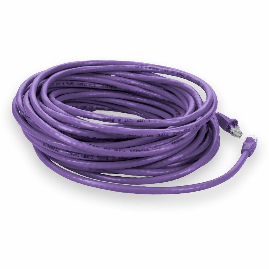 AddOn 50ft RJ-45 (Male) to RJ-45 (Male) Purple Microboot, Snagless Cat6 Crossover UTP PVC Copper Patch Cable