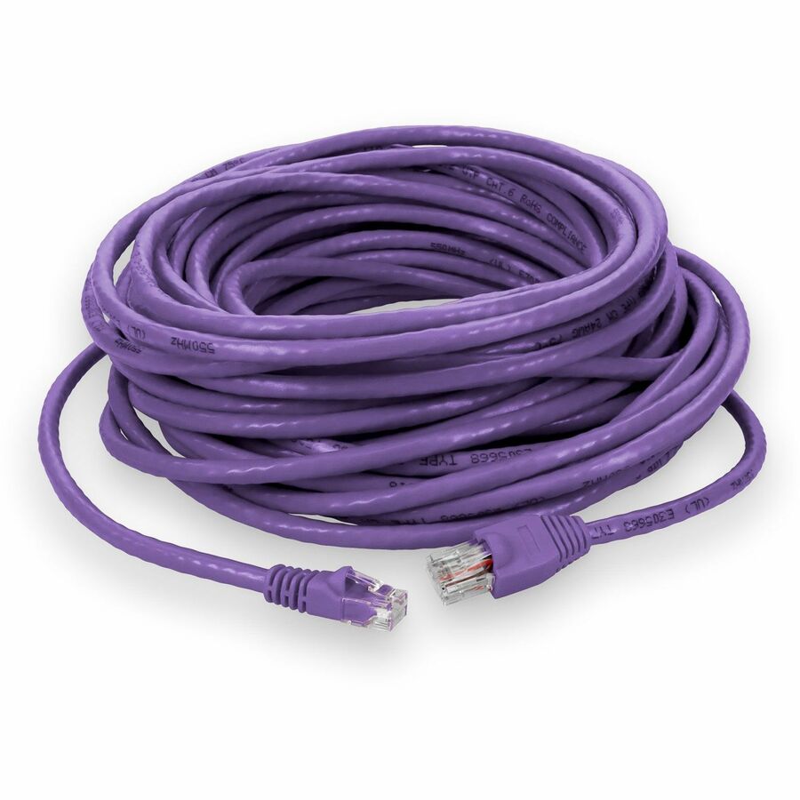 AddOn 50ft RJ-45 (Male) to RJ-45 (Male) Purple Microboot, Snagless Cat6 Crossover UTP PVC Copper Patch Cable