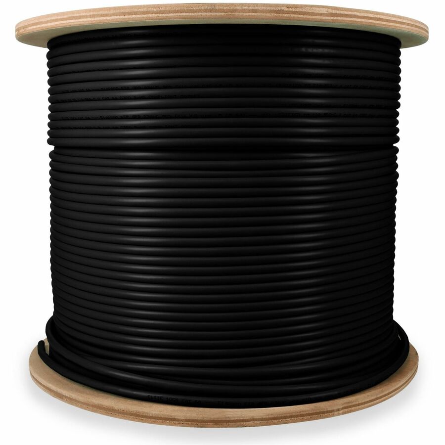 AddOn 1000ft Non-Terminated Black Cat6A STP Plenum-Rated Copper Patch Cable