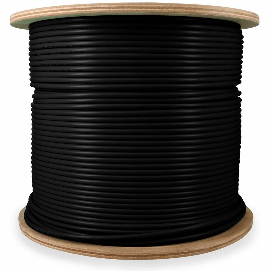 AddOn 1000ft Non-Terminated Black Cat6A STP Plenum-Rated Copper Patch Cable