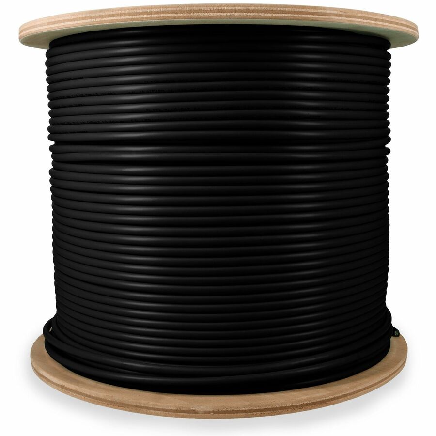 AddOn 1000ft Non-Terminated Black Cat6A STP Plenum-Rated Copper Patch Cable
