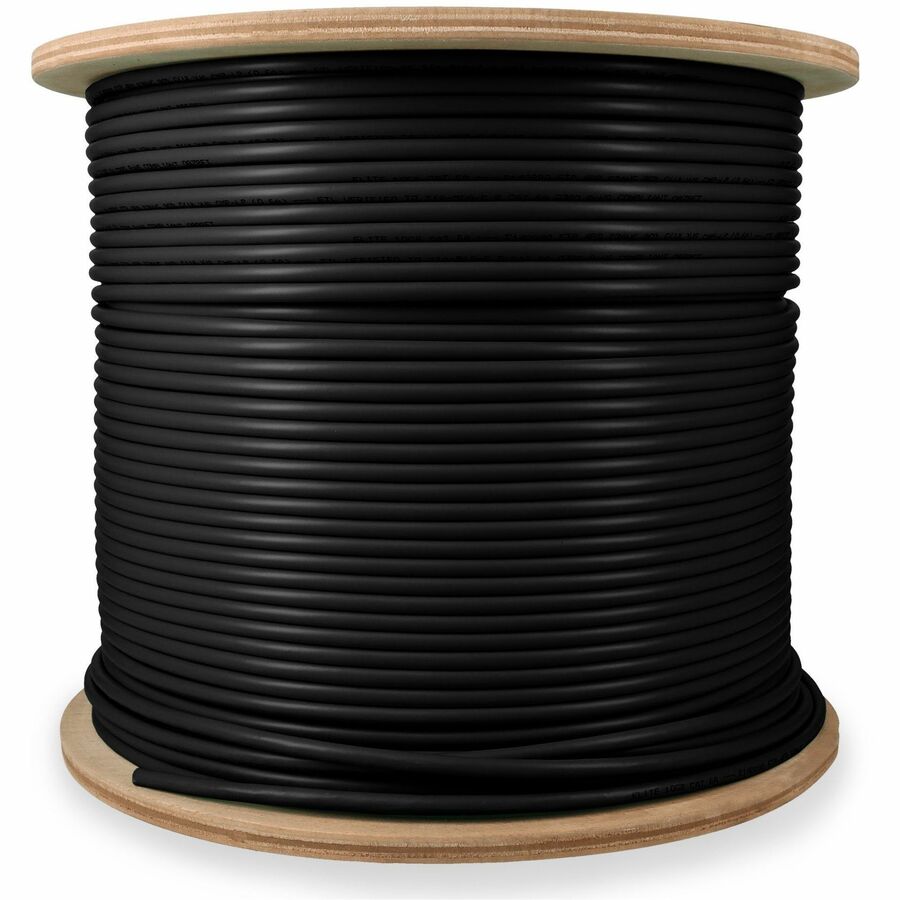 AddOn 1000ft Non-Terminated Black Cat6A STP Plenum-Rated Copper Patch Cable