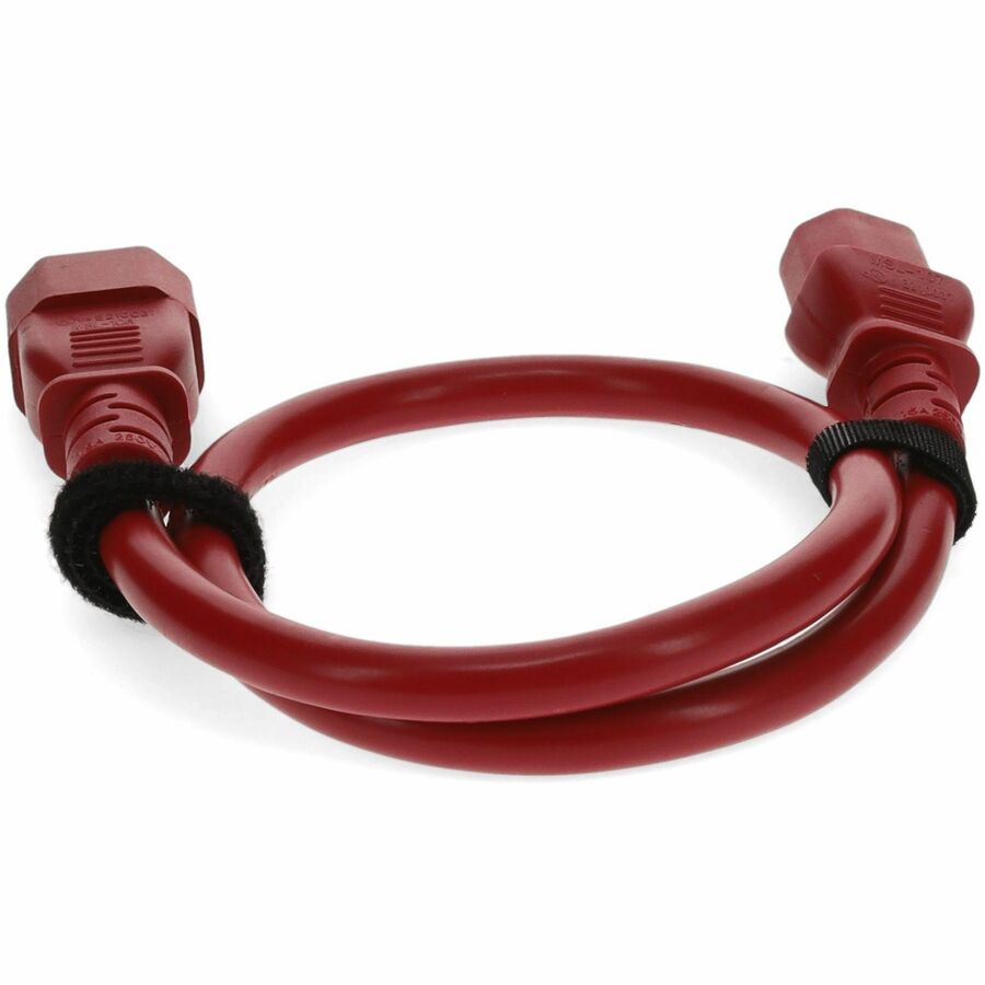 Addon 7ft C13 Female to C14 Male 18AWG 100-250V at 10A Red Power Cable