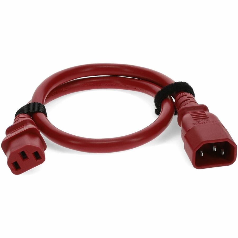 Addon 5ft C13 to C14 (Locking) 18AWG Red 10A 100-250V Power Cable