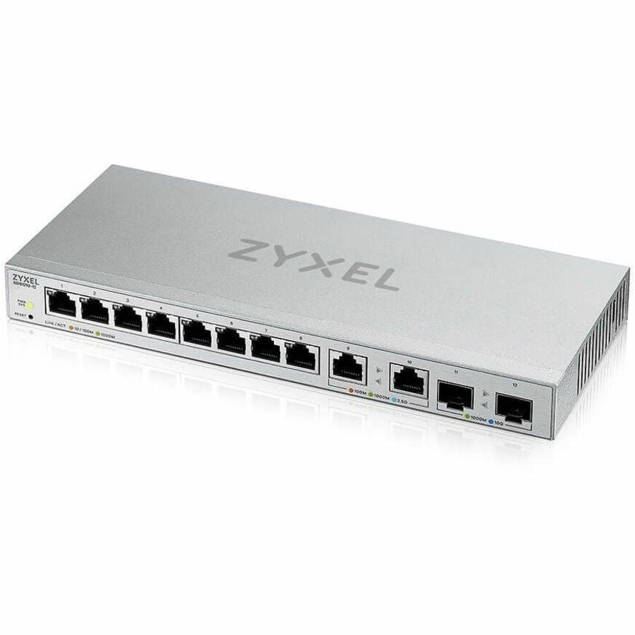 Zyxel 12-Port Multi-Gigabit Ethernet Web Managed Switch | 2 x 2.5GB | 2 x 10G SFP+ Fiber | 8 x GbE Ports | Plug & Play | Desktop or Wall-Mount | Ethernet Splitter | Lifetime Warranty | XGS1010-12