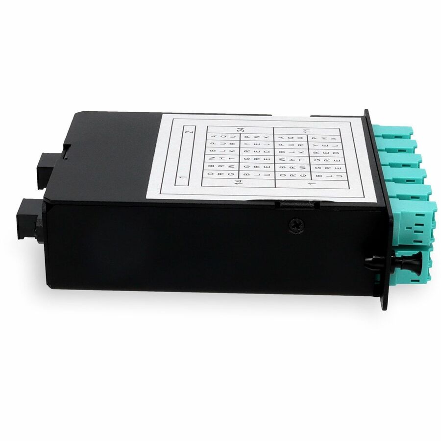 AddOn Cassette for 4-Bay Patch Panel, 2 MPO In, 12 LC Duplex Out, Multi-mode Duplex OM4, Type B