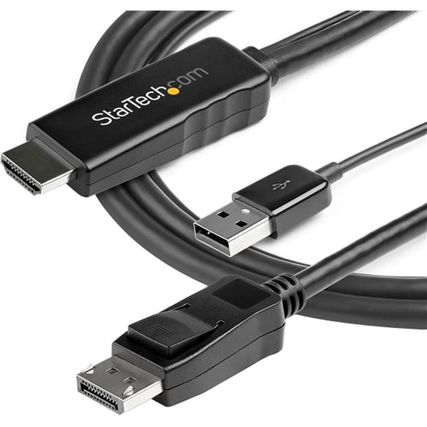 StarTech.com 2m (6ft) HDMI to DisplayPort Cable 4K 30Hz - Active HDMI 1.4 to DP 1.2 Adapter Cable with Audio - USB Powered Video Converter