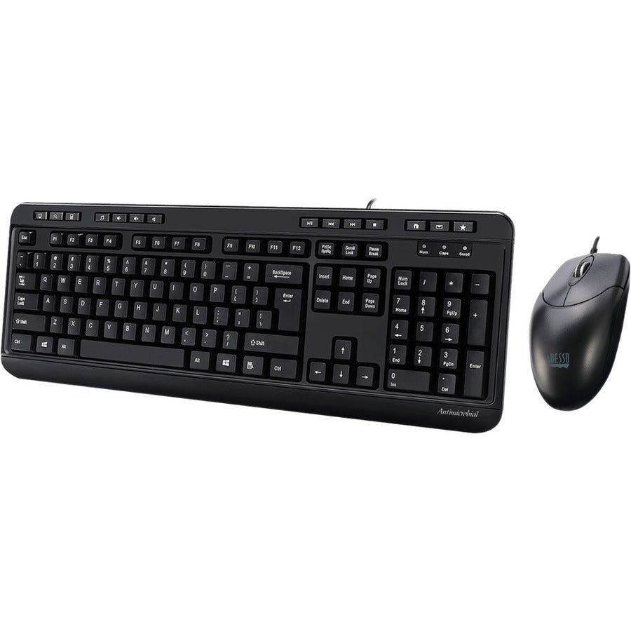 Adesso Antimicrobial Multimedia Desktop Keyboard and Mouse Combo