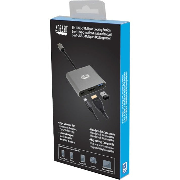 Adesso 3-IN-1 USB-C Multi-Port Docking Station (TAA Compliant)
