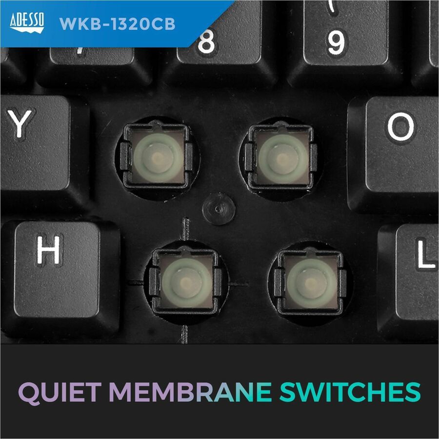 Adesso Antimicrobial Wireless Desktop Keyboard and Mouse